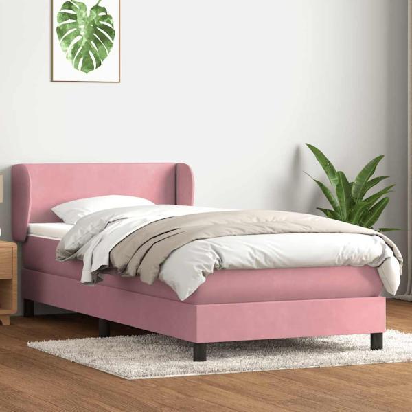 Boxspringbett mit Matratze Rosa 90x220 cm Samt