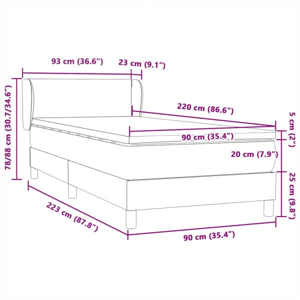 Boxspringbett mit Matratze Rosa 90x220 cm Samt