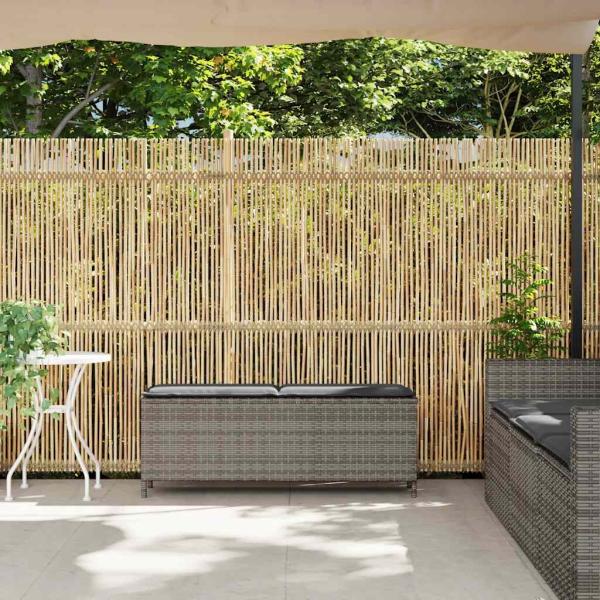 Gartenbank mit Kissen Grau 110x30x40,5 cm Poly Rattan