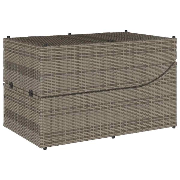 Klappliege mit Auflage und Stauraum Grau Poly-Rattan