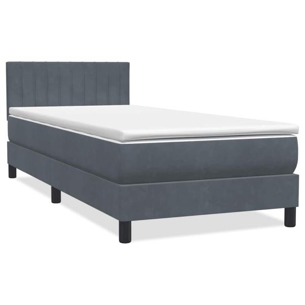 Boxspringbett mit Matratze Dunkelgrau 90x210 cm Samt