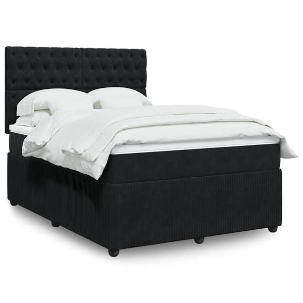 ARDEBO.de - Boxspringbett mit Matratze Schwarz 140x190 cm Samt