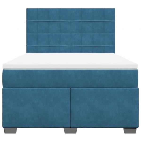 Boxspringbett mit Matratze Blau 140x190 cm Samt