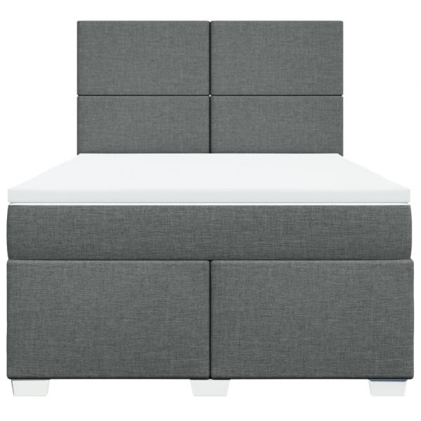 Boxspringbett mit Matratze Dunkelgrau 140x190 cm Stoff