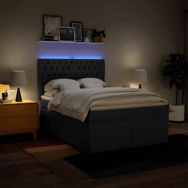 Boxspringbett mit Matratze Blau 140x190 cm Stoff