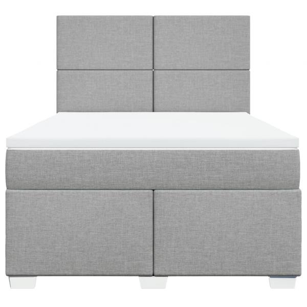 Boxspringbett mit Matratze Hellgrau 140x190 cm Stoff