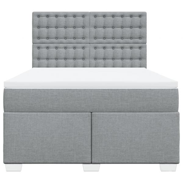Boxspringbett mit Matratze Hellgrau 140x190 cm Stoff
