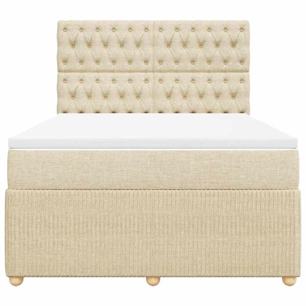 Boxspringbett mit Matratze Creme 140x190 cm Stoff