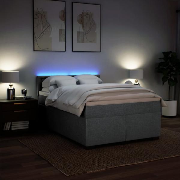 Boxspringbett mit Matratze Hellgrau 140x190 cm Stoff