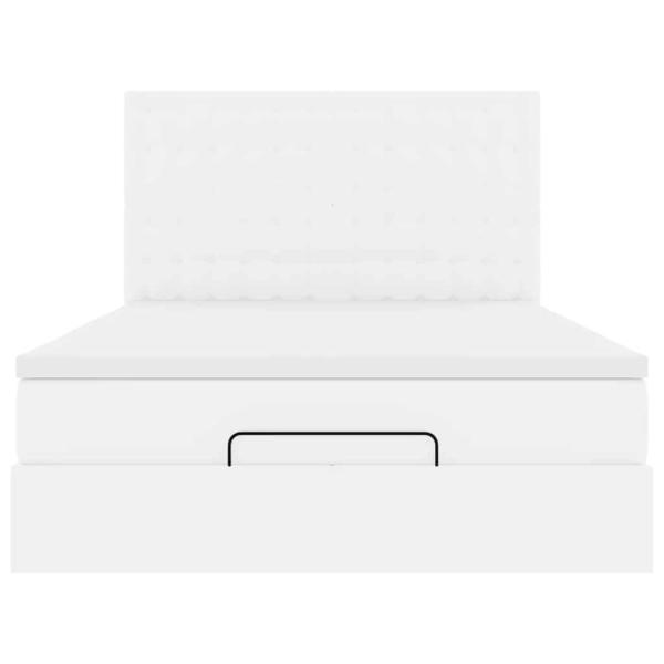 Ottoman-Bett mit Matratze Weiß 140x190 cm Kunstleder
