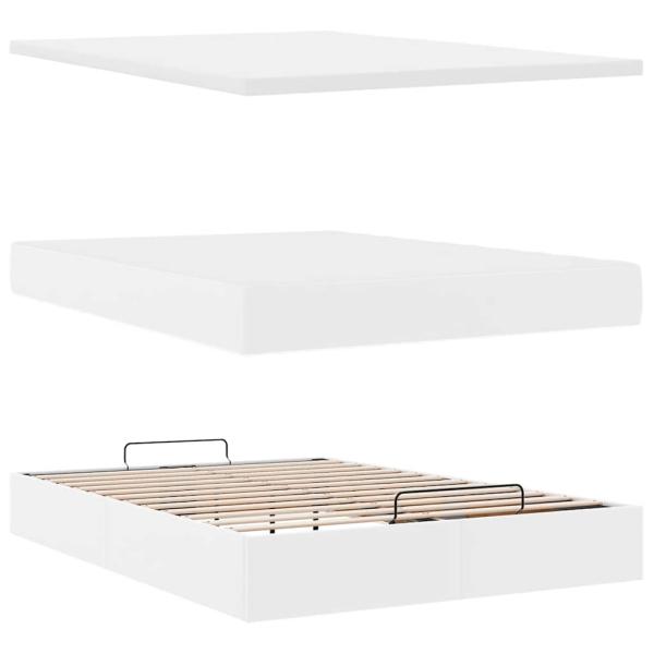 Ottoman-Bett mit Matratze Weiß 140x190 cm Kunstleder