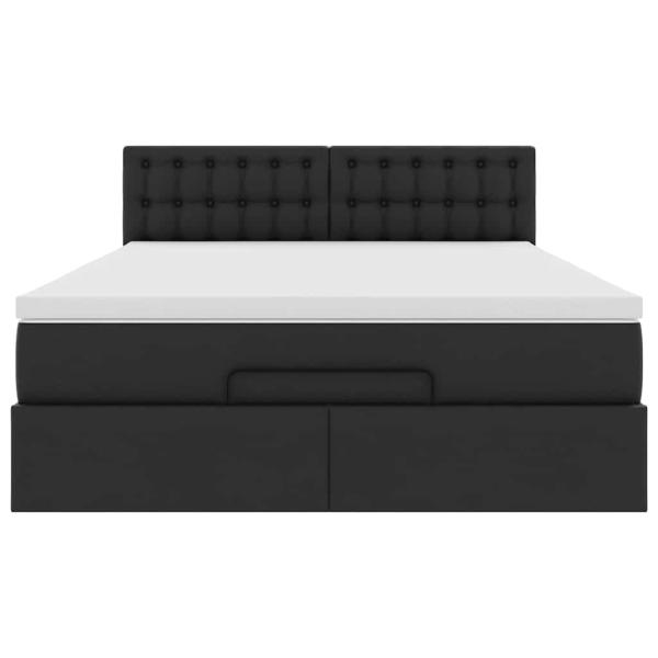 Ottoman-Bett mit Matratze Schwarz 140x190 cm Kunstleder