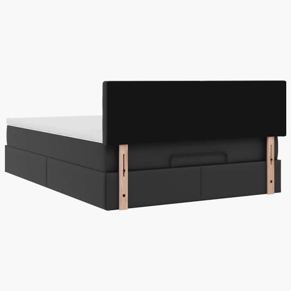 Ottoman-Bett mit Matratze Schwarz 140x190 cm Kunstleder