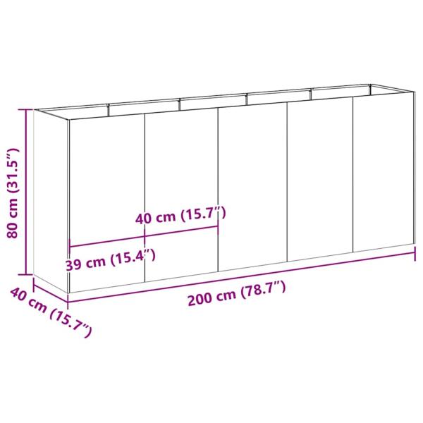 Pflanzkübel 200x40x80 cm Verzinkter Stahl