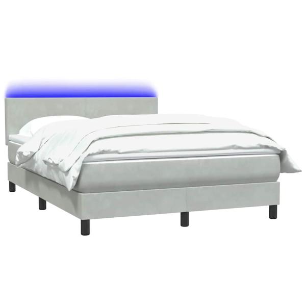Boxspringbett mit Matratze Hellgrau 140x210 cm Samt