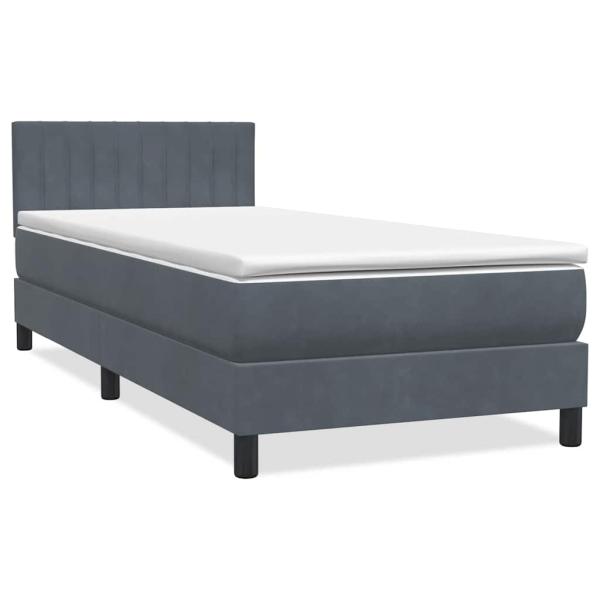 Boxspringbett mit Matratze Dunkelgrau 80x220 cm Samt