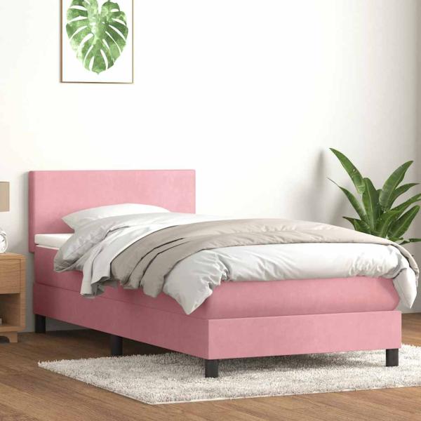 ARDEBO.de - Boxspringbett mit Matratze Rosa 80x220 cm Samt