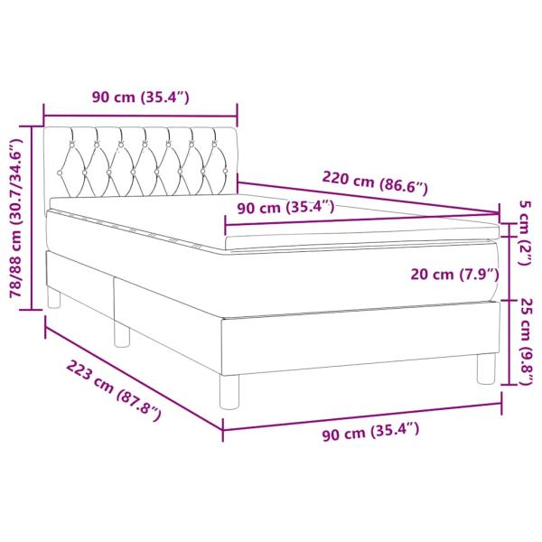 Boxspringbett mit Matratze Hellgrau 90x220 cm Samt