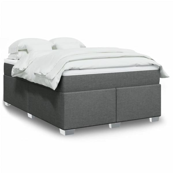ARDEBO.de - Boxspringbett mit Matratze Dunkelgrau 140x190 cm Stoff