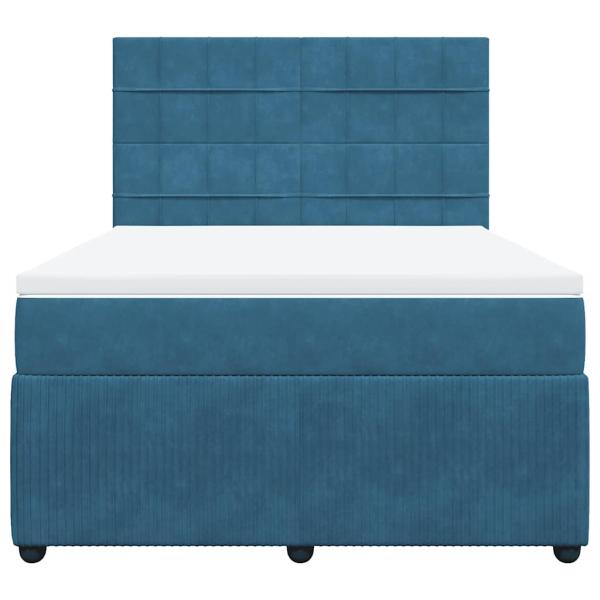 ARDEBO.de - Boxspringbett mit Matratze Blau 140x190 cm Samt