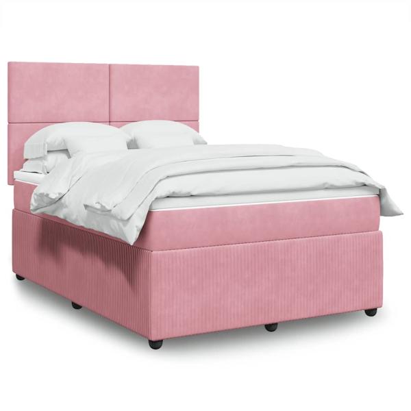 ARDEBO.de - Boxspringbett mit Matratze Rosa 140x190 cm Samt