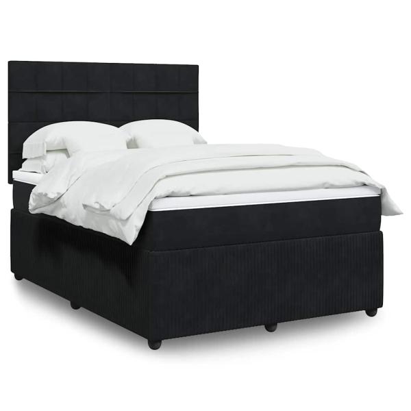 ARDEBO.de - Boxspringbett mit Matratze Schwarz 140x190 cm Samt
