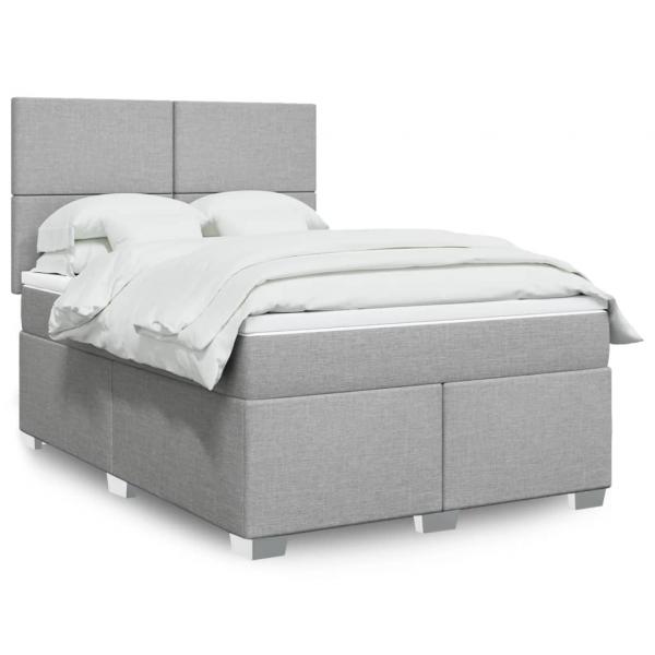 ARDEBO.de - Boxspringbett mit Matratze Hellgrau 140x190 cm Stoff