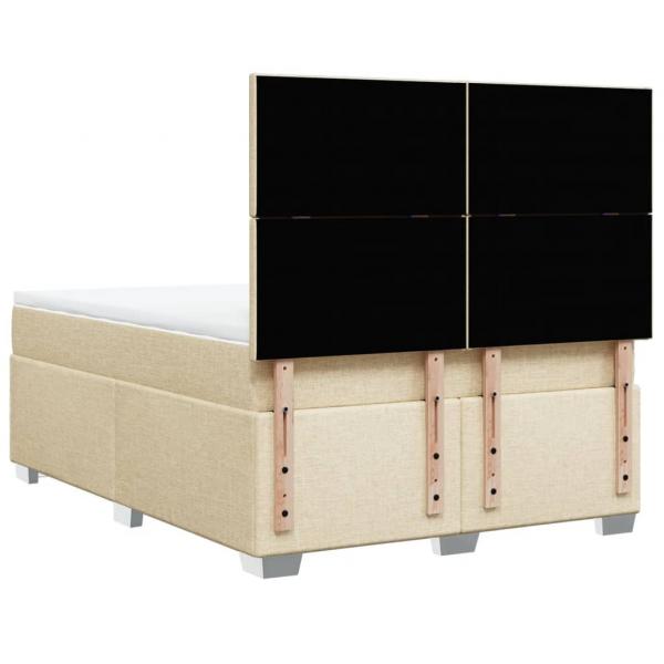 Boxspringbett mit Matratze Creme 140x190 cm Stoff
