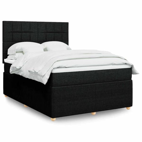 ARDEBO.de - Boxspringbett mit Matratze Schwarz 140x190 cm Stoff