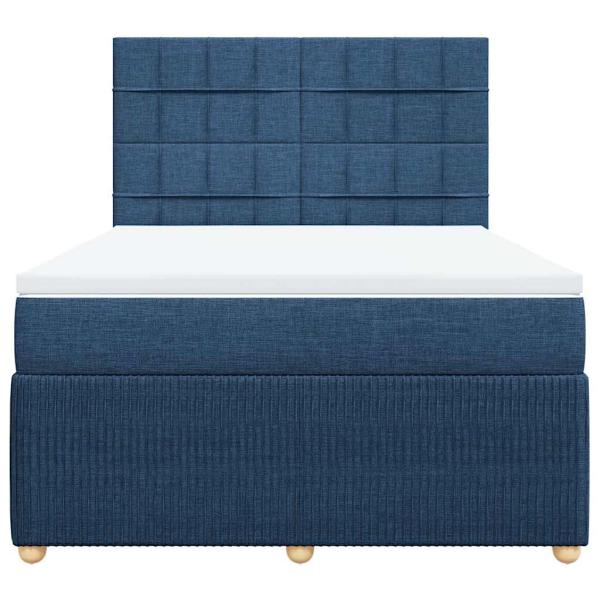 Boxspringbett mit Matratze Blau 140x190 cm Stoff