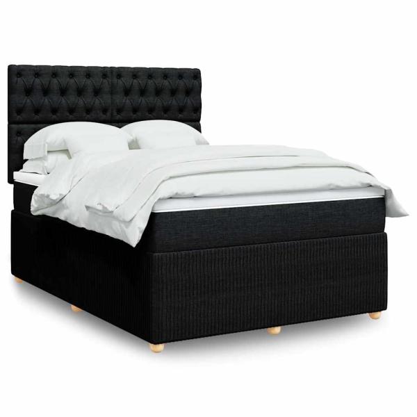 ARDEBO.de - Boxspringbett mit Matratze Schwarz 140x190 cm Stoff