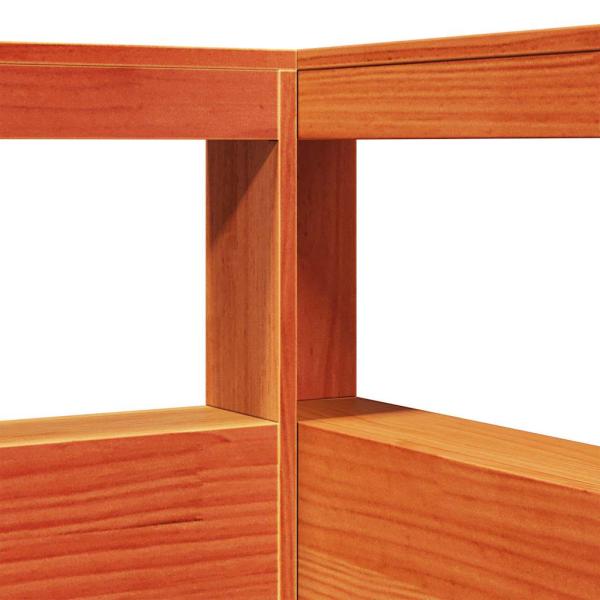 Massivholzbett mit Regal ohne Matratze Wachsbraun 200x200 cm