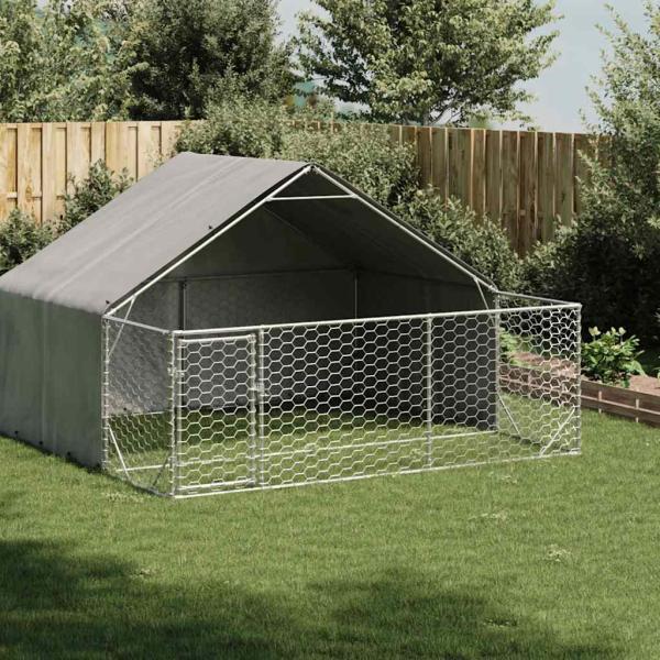 ARDEBO.de - Outdoor-Hundezwinger mit Auslauf 3x3x1,9 m Verzinkter Stahl