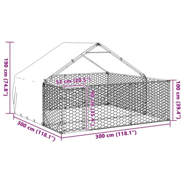 Outdoor-Hundezwinger mit Auslauf 3x3x1,9 m Verzinkter Stahl