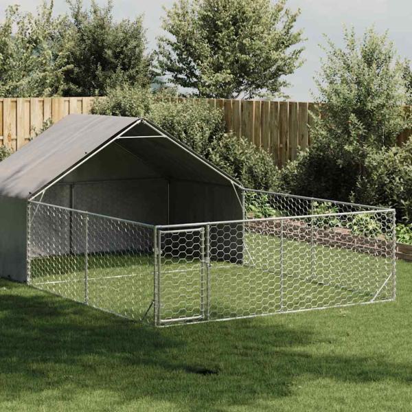 ARDEBO.de - Outdoor-Hundezwinger mit Auslauf 6x3x1,9 m Verzinkter Stahl