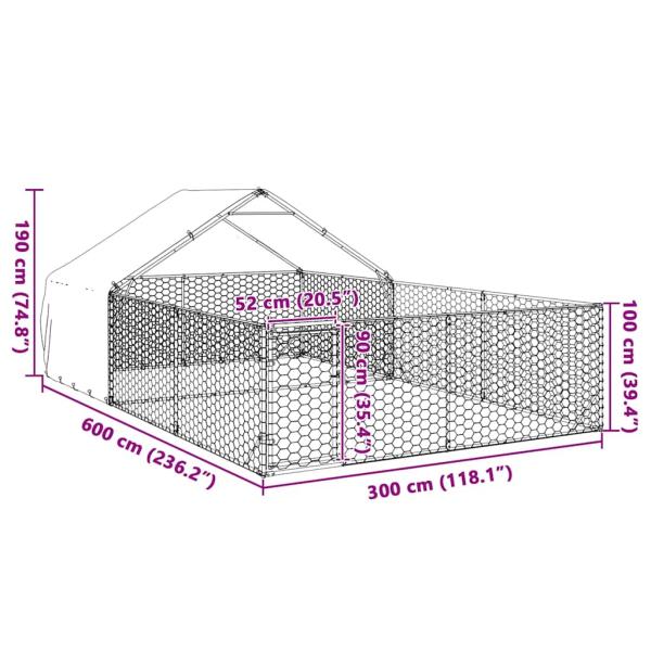 Outdoor-Hundezwinger mit Auslauf 6x3x1,9 m Verzinkter Stahl