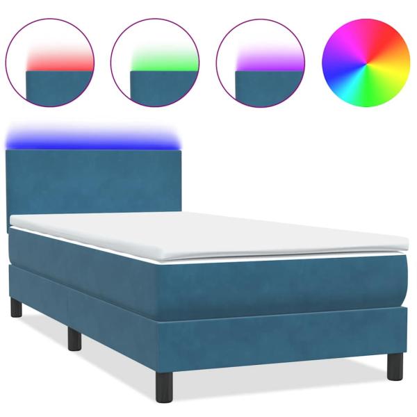 ARDEBO.de - Boxspringbett mit Matratze Dunkelblau 80x210 cm Samt
