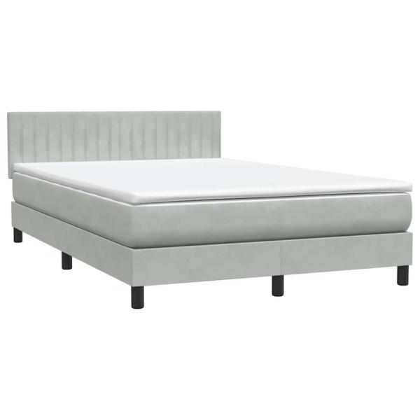 Boxspringbett mit Matratze Hellgrau 140x210 cm Samt