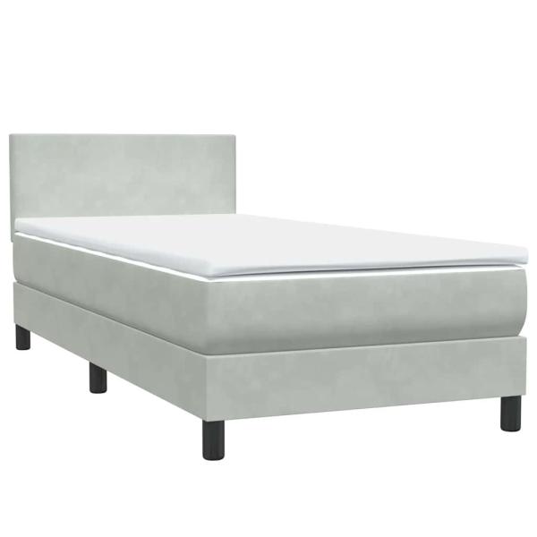 Boxspringbett mit Matratze Hellgrau 90x220 cm Samt