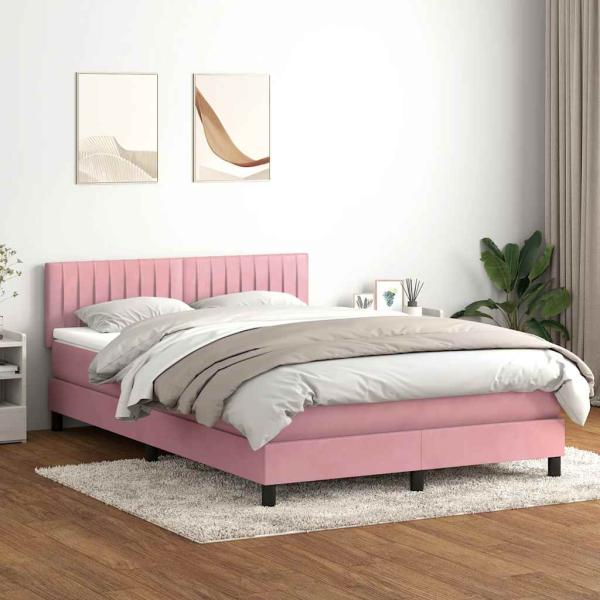 ARDEBO.de - Boxspringbett mit Matratze Rosa 140x210 cm Samt