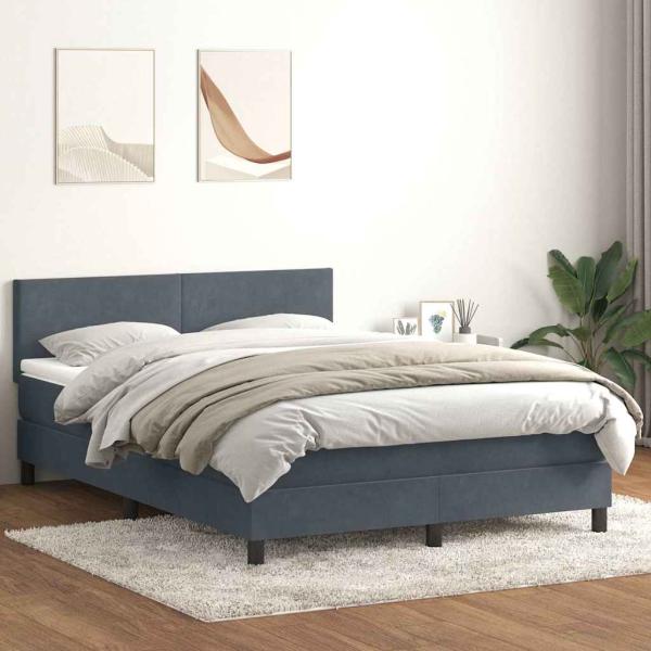 ARDEBO.de - Boxspringbett mit Matratze Dunkelgrau 140x220 cm Samt
