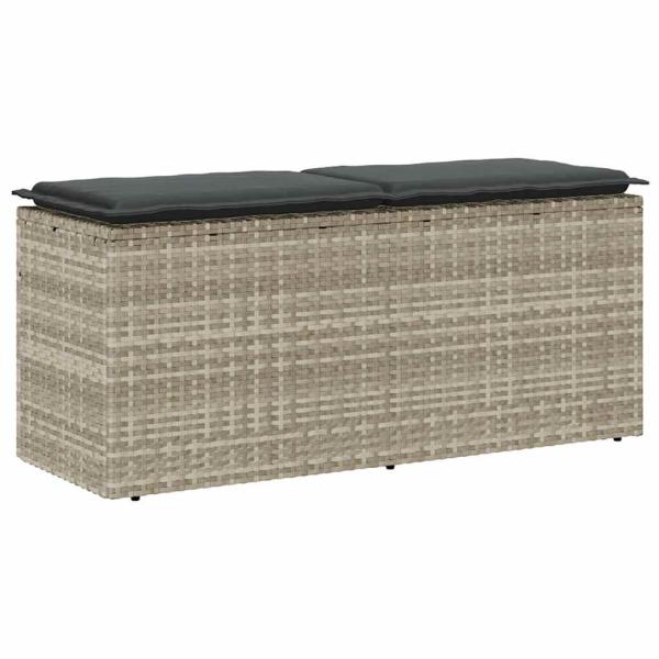 ARDEBO.de - Gartenbank mit Kissen Hellgrau 110x40x44 cm Poly Rattan
