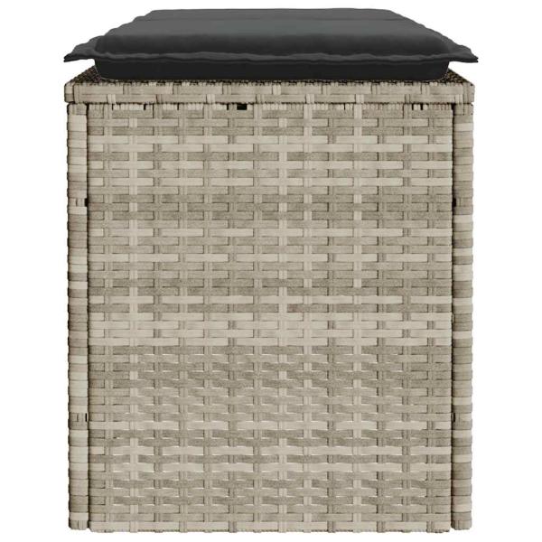 Gartenbank mit Kissen Hellgrau 110x40x44 cm Poly Rattan