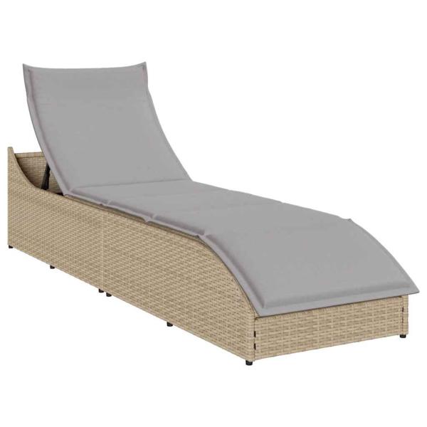 ARDEBO.de - Klappliege mit Auflage und Stauraum Beige Poly-Rattan