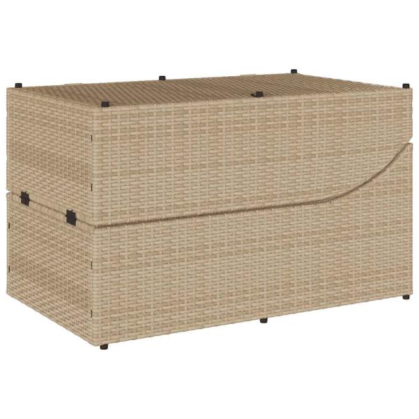 Klappliege mit Auflage und Stauraum Beige Poly-Rattan