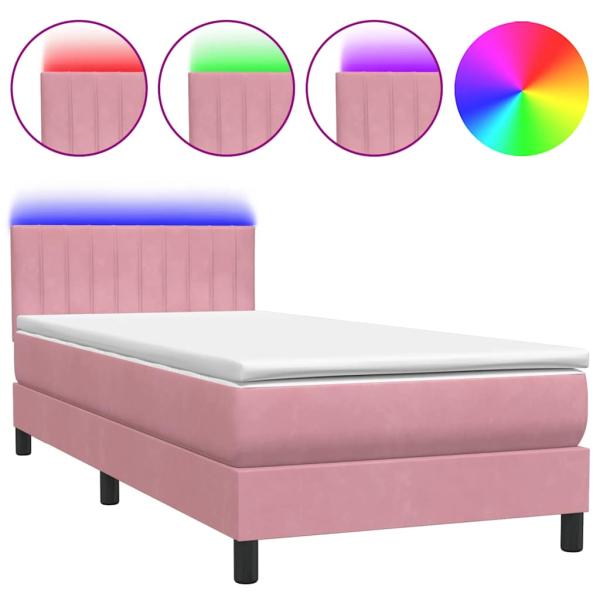 ARDEBO.de - Boxspringbett mit Matratze Rosa 90x220 cm Samt