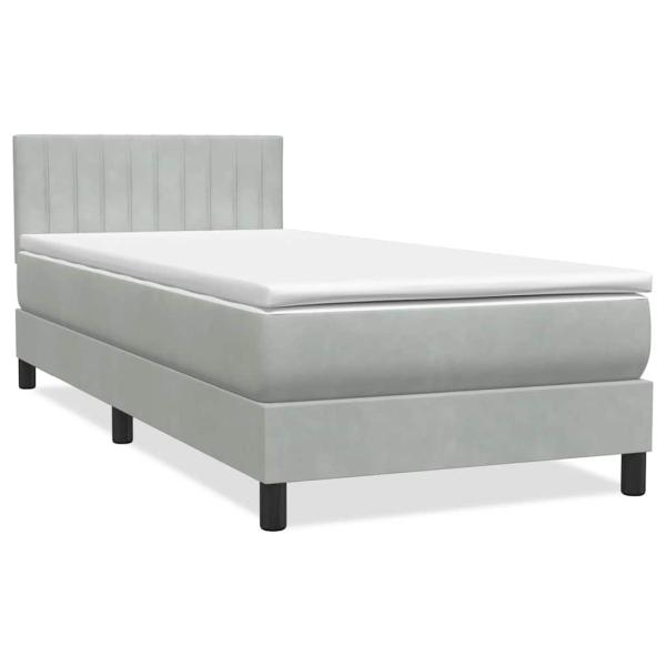 Boxspringbett mit Matratze Hellgrau 90x220 cm Samt