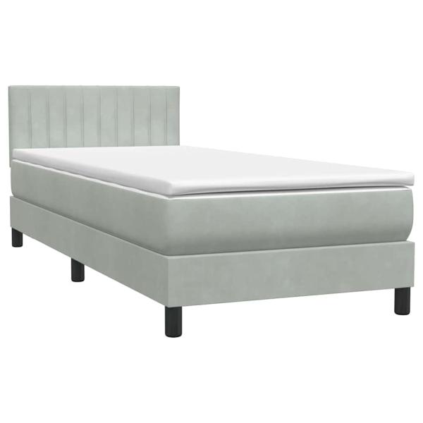 Boxspringbett mit Matratze Hellgrau 90x220 cm Samt