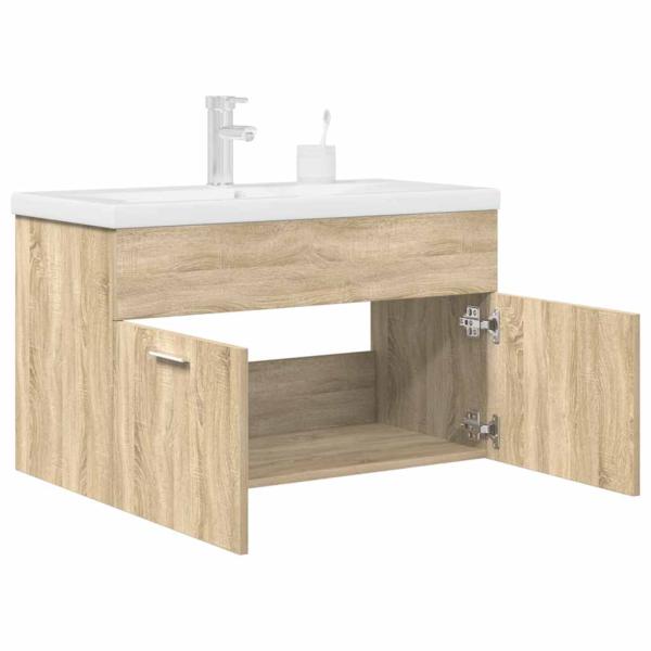 ARDEBO.de - Waschbeckenunterschrank Einbaubecken Wasserhahn Sonoma-Eiche