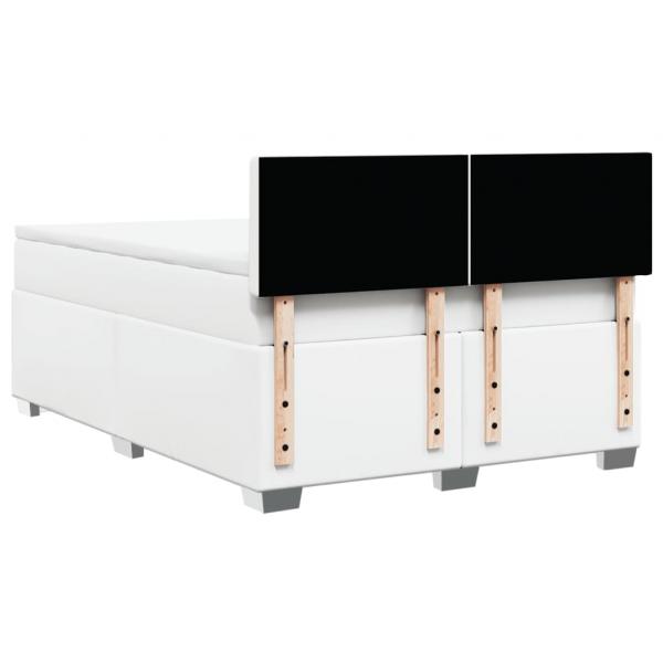 Boxspringbett mit Matratze Weiß 140x190 cm Kunstleder
